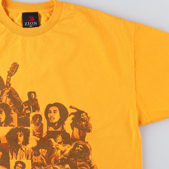 Zion Rootswear BOB MARLEY Band T-shirt (Men's XXL equivalent) cotton yellow type Vintage Second Hand