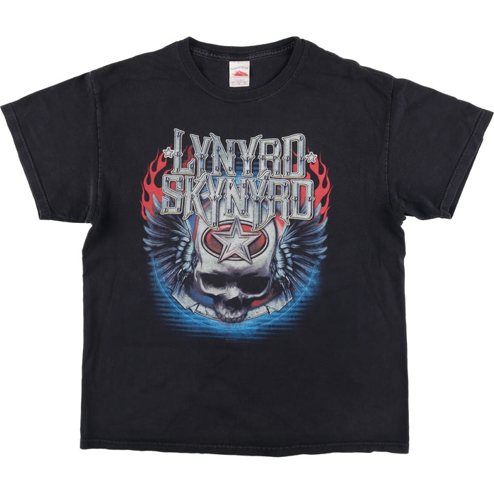 Tennessee River Lynyrd Skynyrd Skull Pattern Band T-Shirt (Men's Size L) cotton black type Vintage Second Hand