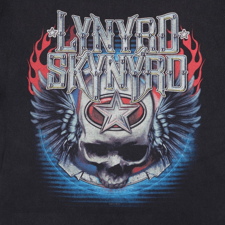 Tennessee River Lynyrd Skynyrd Skull Pattern Band T-Shirt (Men's Size L) cotton black type Vintage Second Hand
