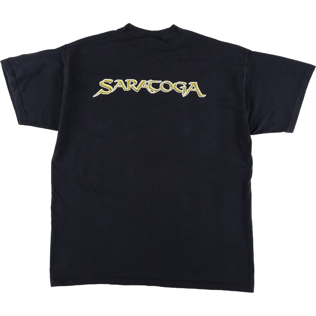 Fruit of the Loom SARATOGA Band T-shirt (Men's XL equivalent) cotton black type Vintage Second Hand