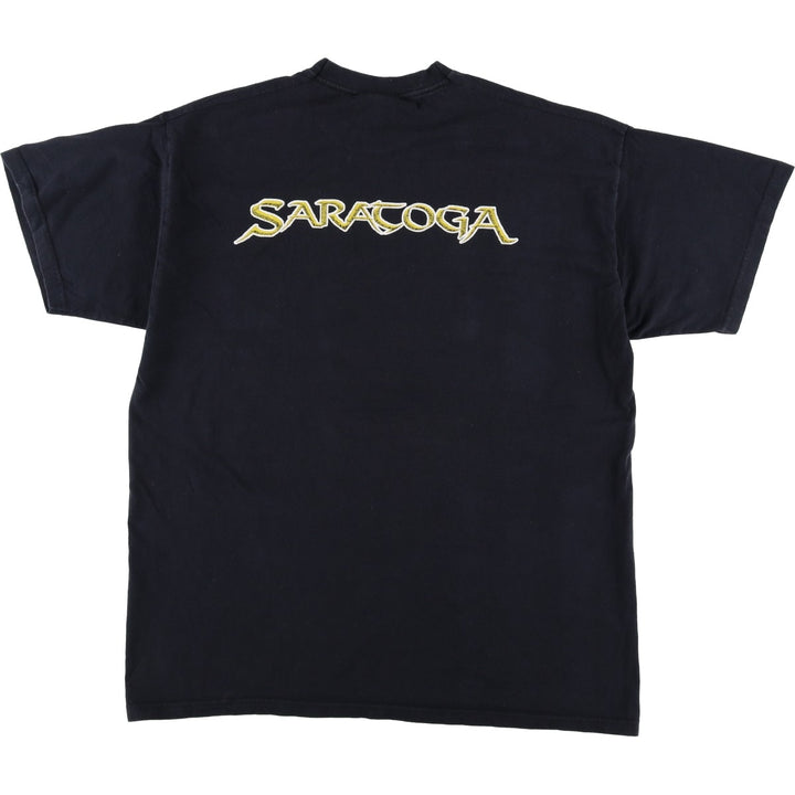 Fruit of the Loom SARATOGA Band T-shirt (Men's XL equivalent) cotton black type Vintage Second Hand