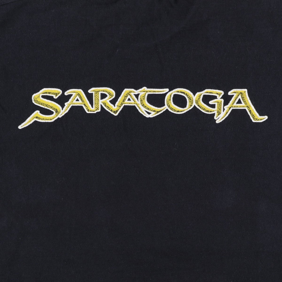 Fruit of the Loom SARATOGA Band T-shirt (Men's XL equivalent) cotton black type Vintage Second Hand