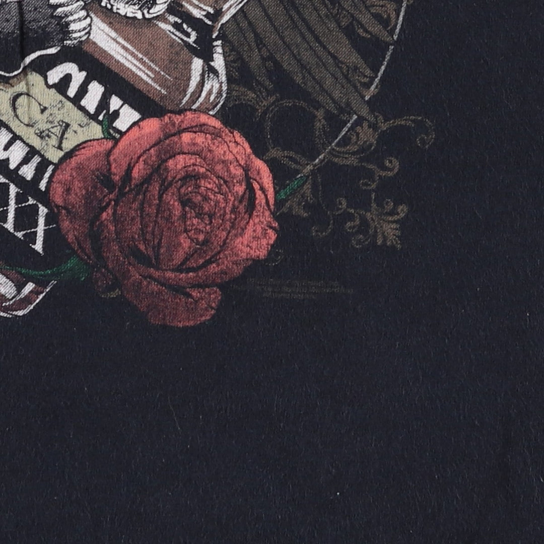 Hanes GUNS N' ROSES Skull Pattern Band T-Shirt (Men's Size L) cotton black type Vintage Second Hand