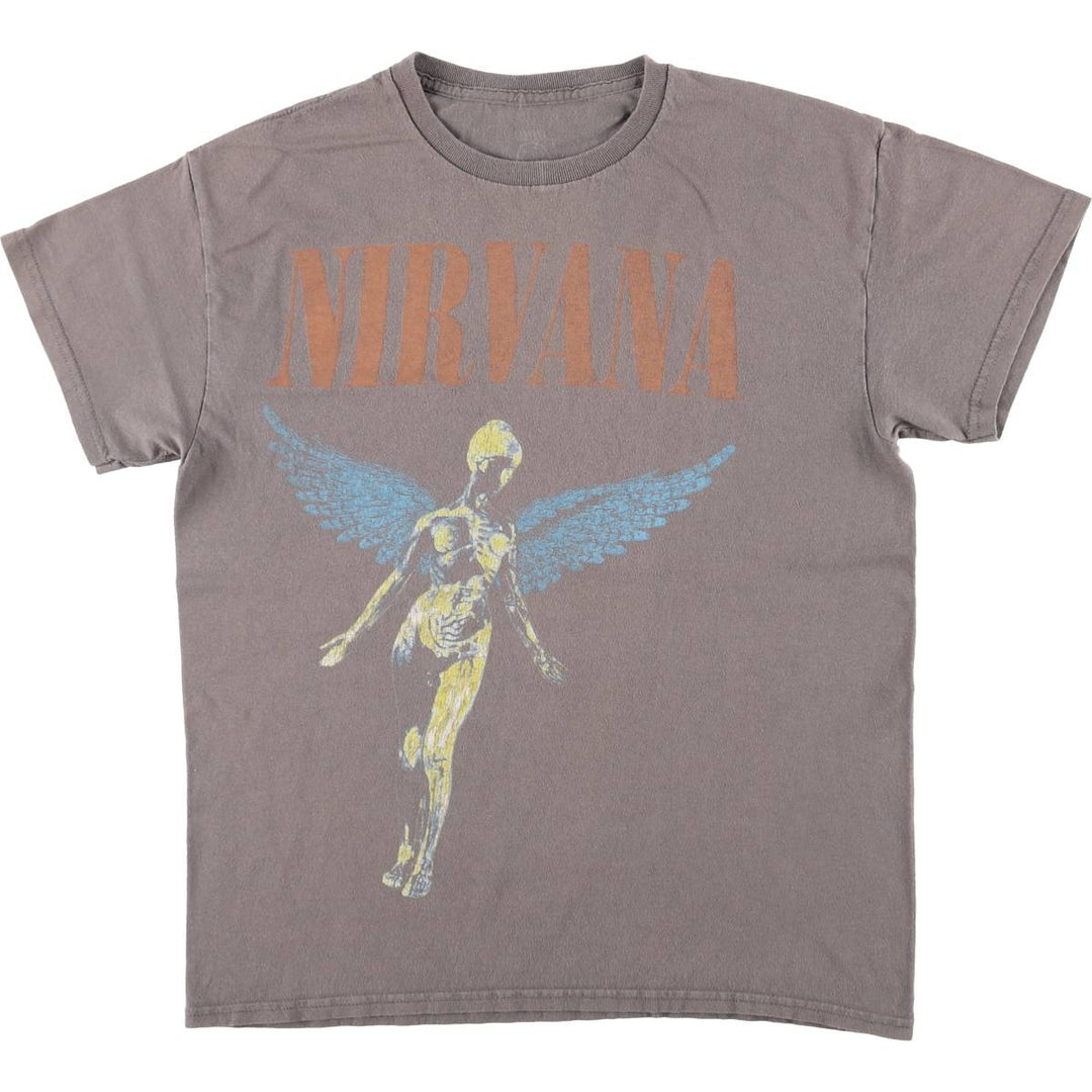 NIRVANA Nirvana Band T-shirt Band T Men's S size cotton gray type Vintage Second Hand