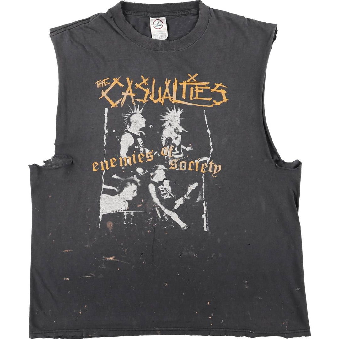 2000'S Delta The Casualties Cut-off Band T-shirt (Men's Size L) cotton black type Vintage Second Hand