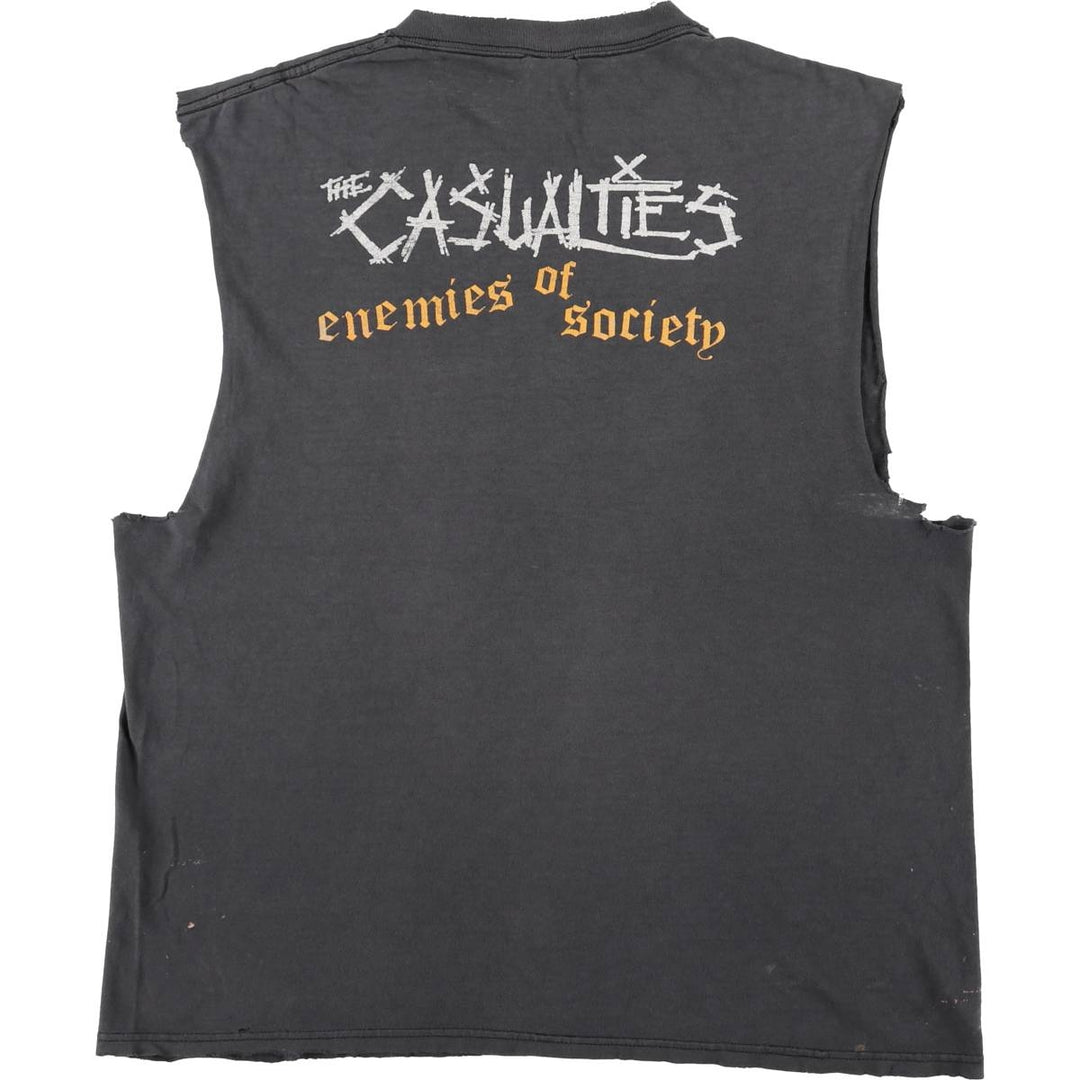 2000'S Delta The Casualties Cut-off Band T-shirt (Men's Size L) cotton black type Vintage Second Hand