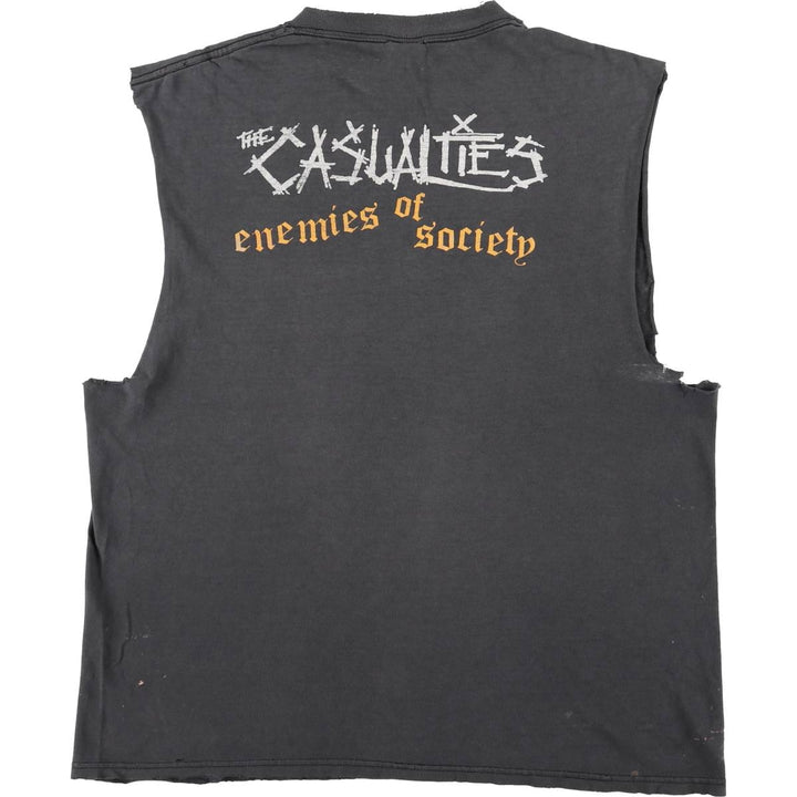 2000'S Delta The Casualties Cut-off Band T-shirt (Men's Size L) cotton black type Vintage Second Hand