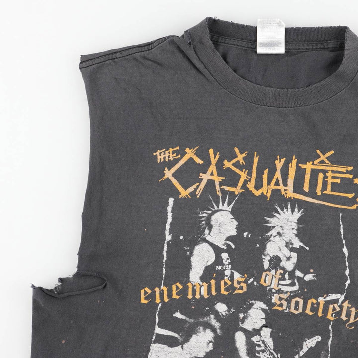 2000'S Delta The Casualties Cut-off Band T-shirt (Men's Size L) cotton black type Vintage Second Hand