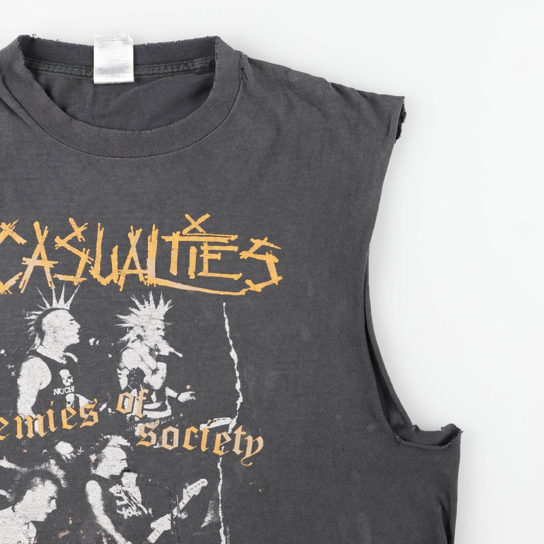 2000'S Delta The Casualties Cut-off Band T-shirt (Men's Size L) cotton black type Vintage Second Hand