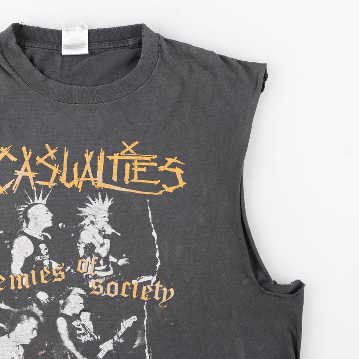 2000'S Delta The Casualties Cut-off Band T-shirt (Men's Size L) cotton black type Vintage Second Hand
