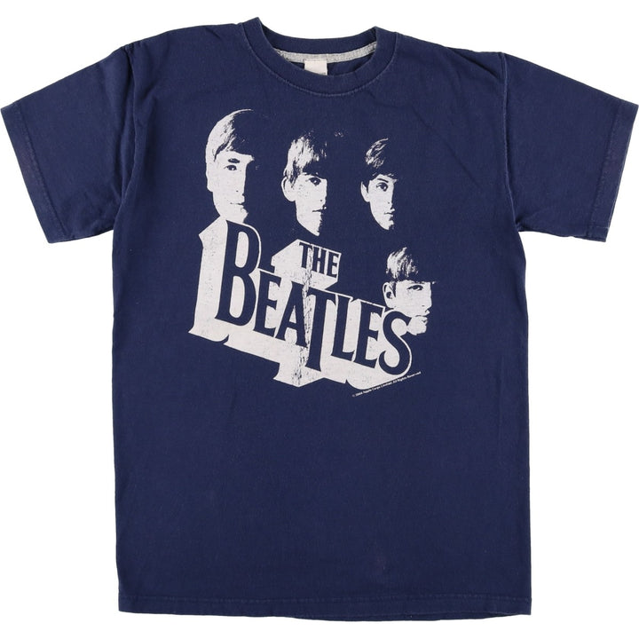 Fruit of the Loom THE BEATLES Band T-shirt (Men's size S) cotton navy blue type Vintage Second Hand