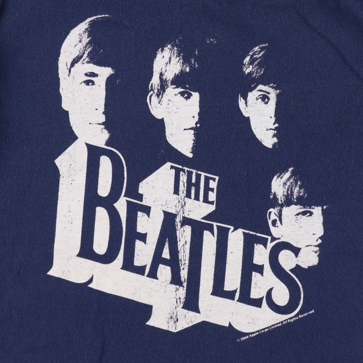 Fruit of the Loom THE BEATLES Band T-shirt (Men's size S) cotton navy blue type Vintage Second Hand