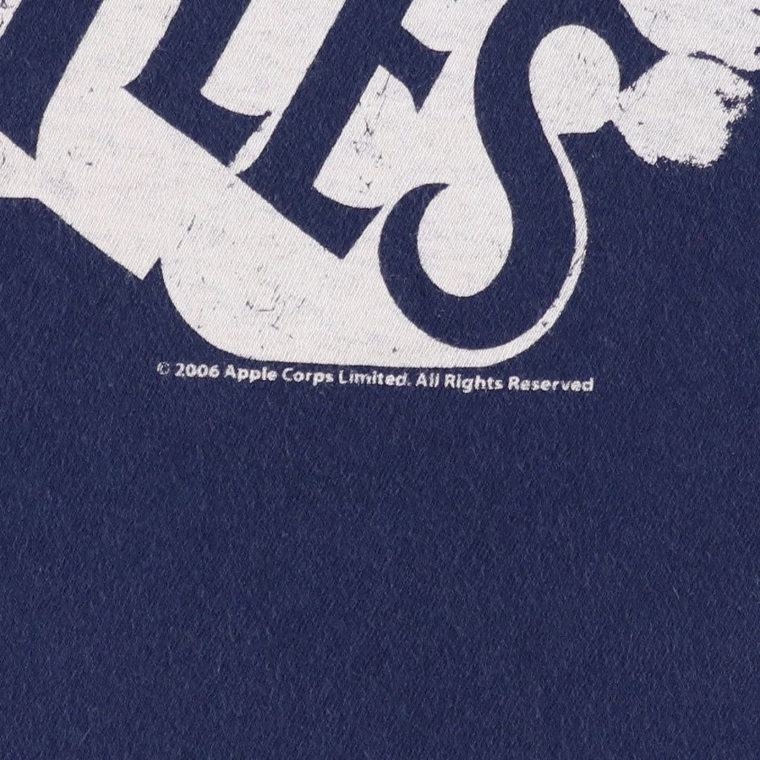 Fruit of the Loom THE BEATLES Band T-shirt (Men's size S) cotton navy blue type Vintage Second Hand