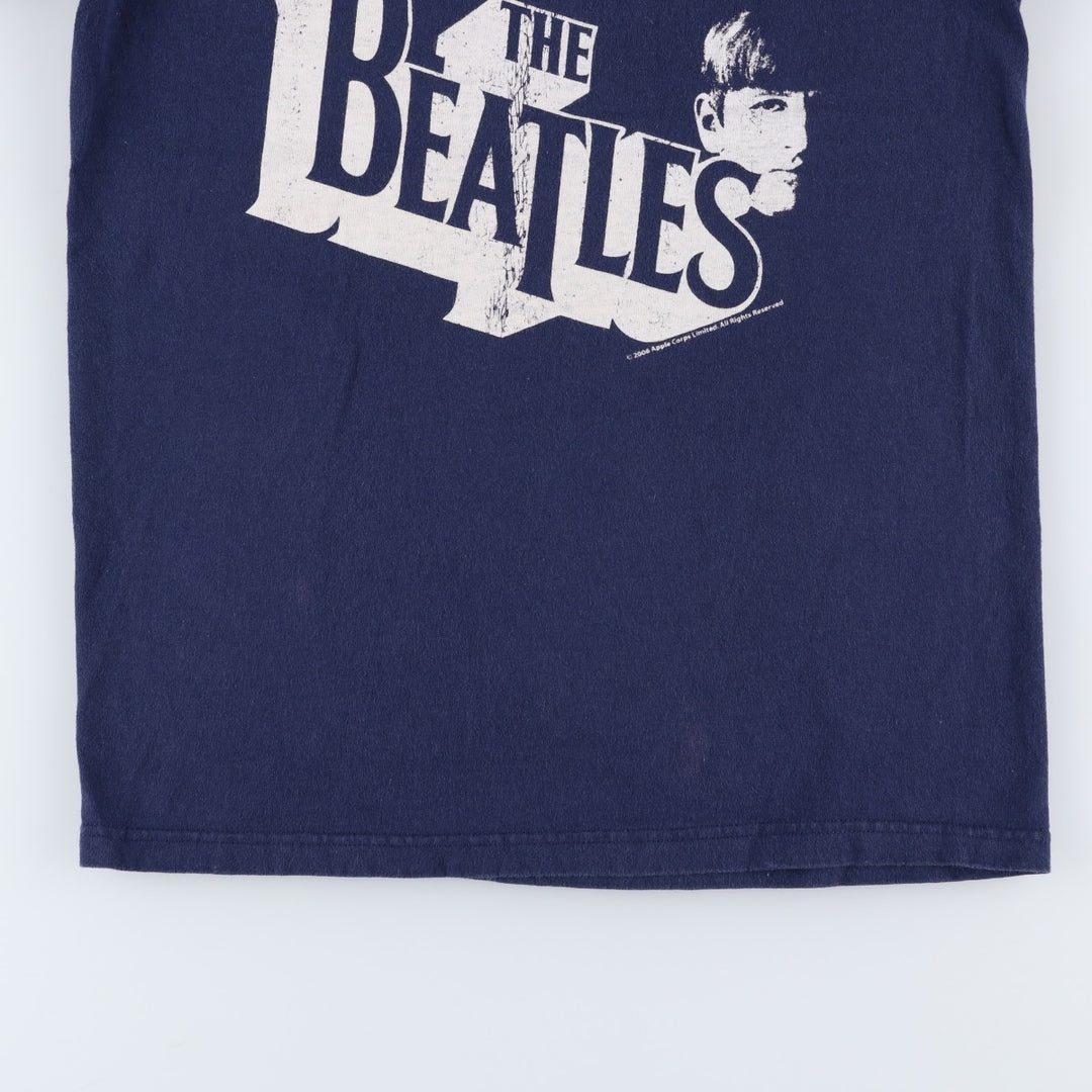 Fruit of the Loom THE BEATLES Band T-shirt (Men's size S) cotton navy blue type Vintage Second Hand