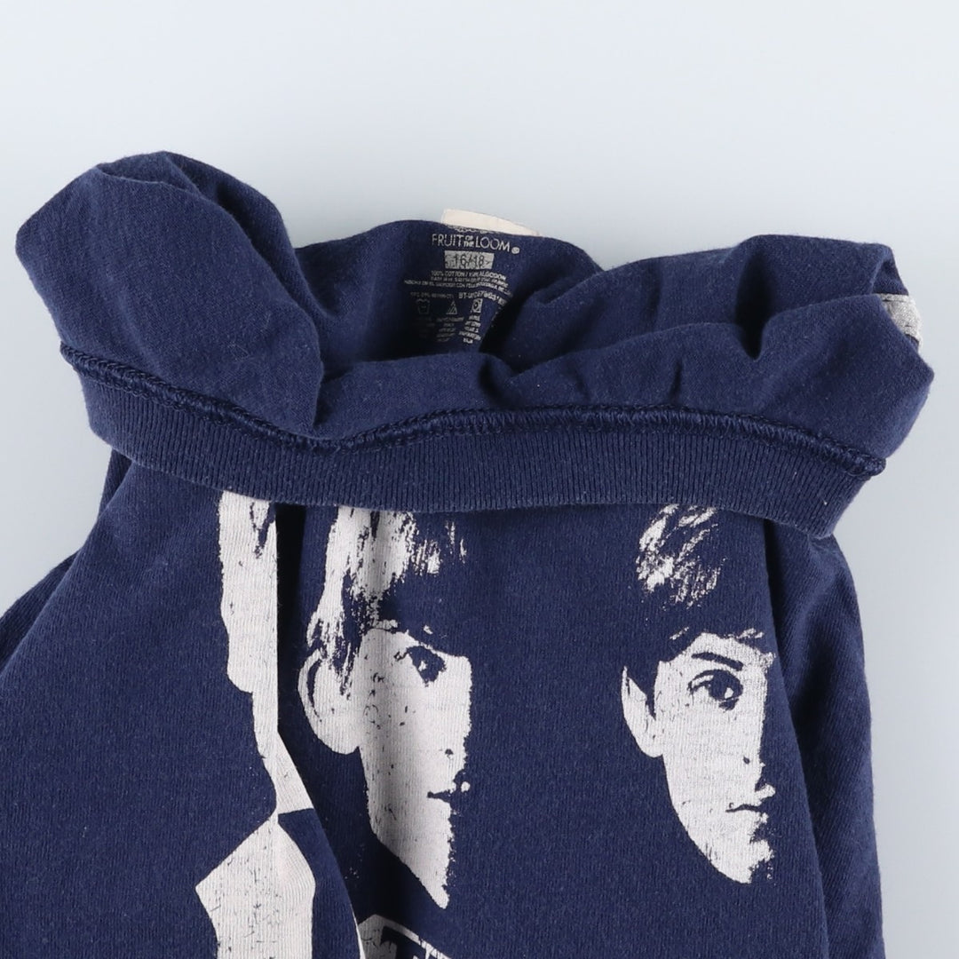 Fruit of the Loom THE BEATLES Band T-shirt (Men's size S) cotton navy blue type Vintage Second Hand