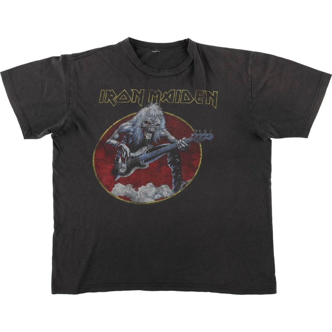 IRON MAIDEN Iron Maiden Band T-shirt Band T Men's L size unclear black type Vintage Second Hand