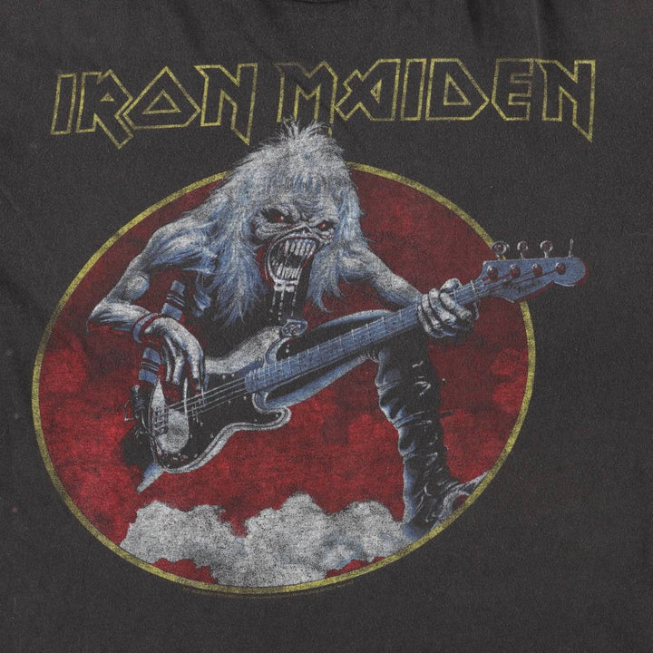 IRON MAIDEN Iron Maiden Band T-shirt Band T Men's L size unclear black type Vintage Second Hand