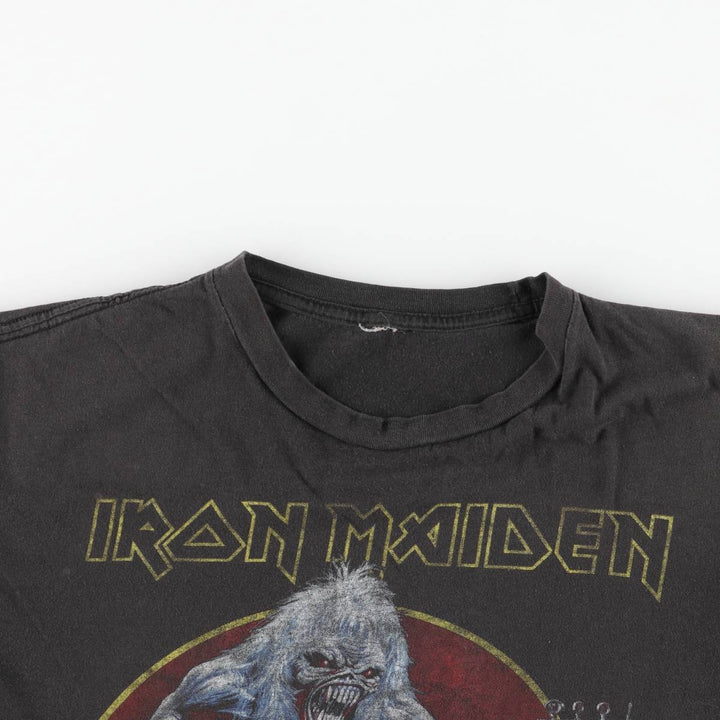 IRON MAIDEN Iron Maiden Band T-shirt Band T Men's L size unclear black type Vintage Second Hand