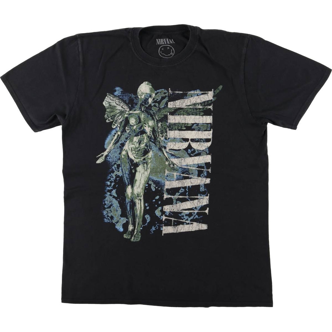 NIRVANA Nirvana Band T-shirt, Band T, Men's M size unclear black type Vintage Second Hand