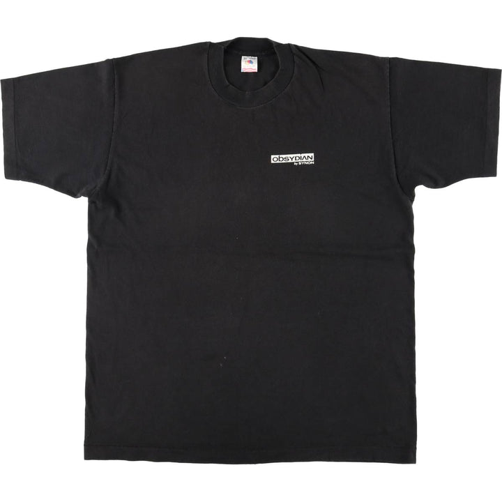 90'S Fruit of the Loom Obsidian Band T-Shirt, Made in USA, Men's Size XL (approx.) cotton black type Vintage Second Hand