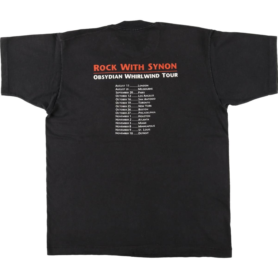 90'S Fruit of the Loom Obsidian Band T-Shirt, Made in USA, Men's Size XL (approx.) cotton black type Vintage Second Hand