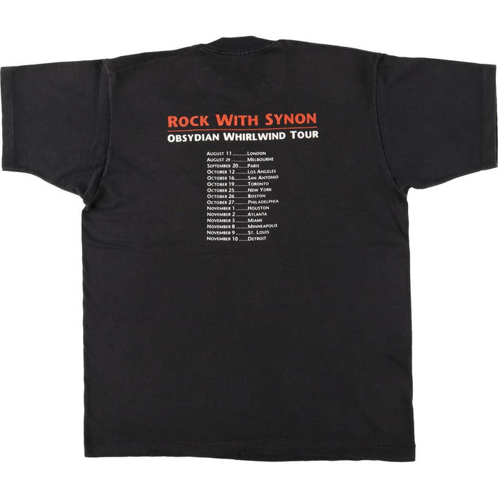 90'S Fruit of the Loom Obsidian Band T-Shirt, Made in USA, Men's Size XL (approx.) cotton black type Vintage Second Hand