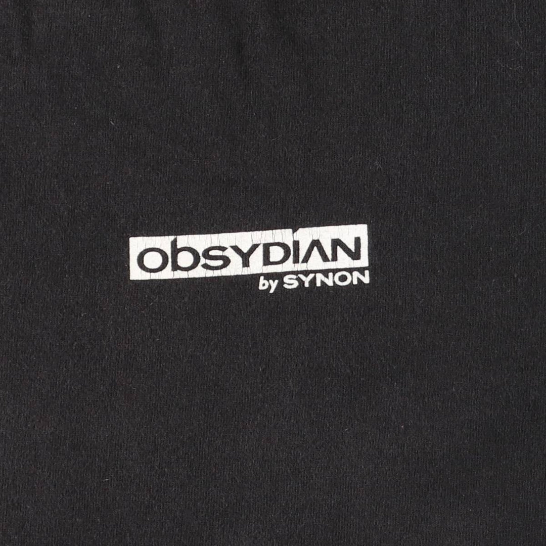 90'S Fruit of the Loom Obsidian Band T-Shirt, Made in USA, Men's Size XL (approx.) cotton black type Vintage Second Hand