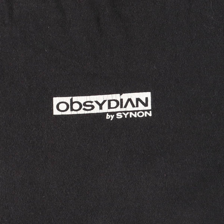 90'S Fruit of the Loom Obsidian Band T-Shirt, Made in USA, Men's Size XL (approx.) cotton black type Vintage Second Hand