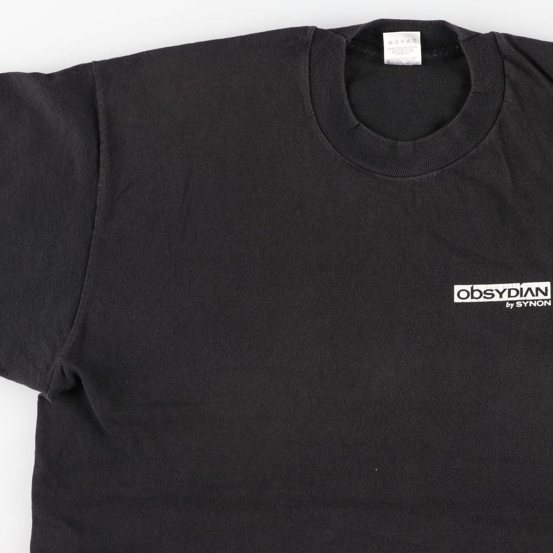 90'S Fruit of the Loom Obsidian Band T-Shirt, Made in USA, Men's Size XL (approx.) cotton black type Vintage Second Hand