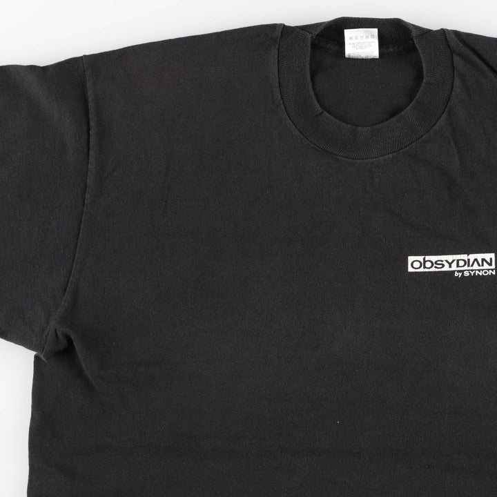 90'S Fruit of the Loom Obsidian Band T-Shirt, Made in USA, Men's Size XL (approx.) cotton black type Vintage Second Hand