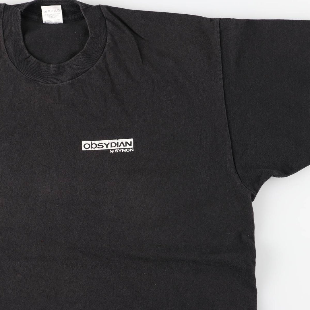 90'S Fruit of the Loom Obsidian Band T-Shirt, Made in USA, Men's Size XL (approx.) cotton black type Vintage Second Hand