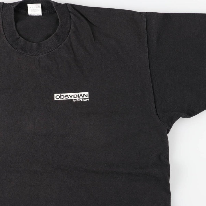 90'S Fruit of the Loom Obsidian Band T-Shirt, Made in USA, Men's Size XL (approx.) cotton black type Vintage Second Hand