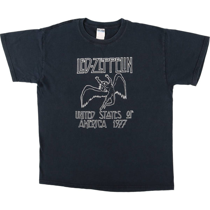 Gildan LED ZEPPELIN Band T-shirt, Men's L size cotton black type Vintage Second Hand