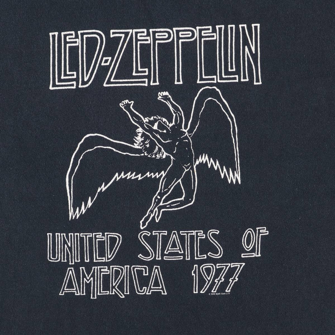 Gildan LED ZEPPELIN Band T-shirt, Men's L size cotton black type Vintage Second Hand
