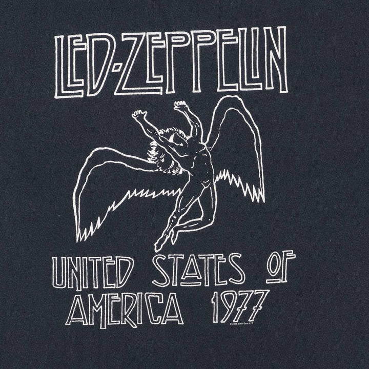 Gildan LED ZEPPELIN Band T-shirt, Men's L size cotton black type Vintage Second Hand