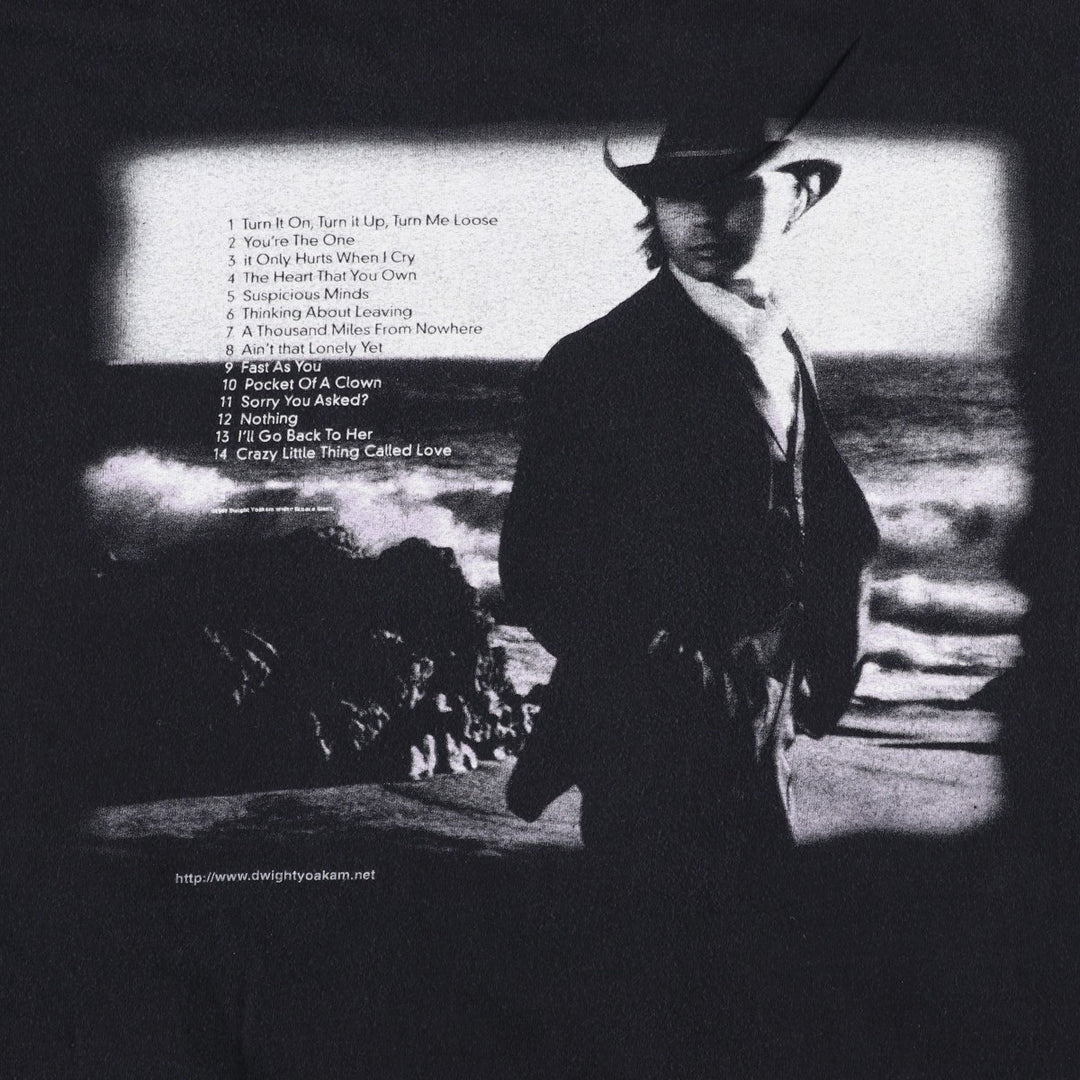 Cygnus DWIGHT YOAKAM Band T-shirt, Men's XXL equivalent. cotton black type Vintage Second Hand