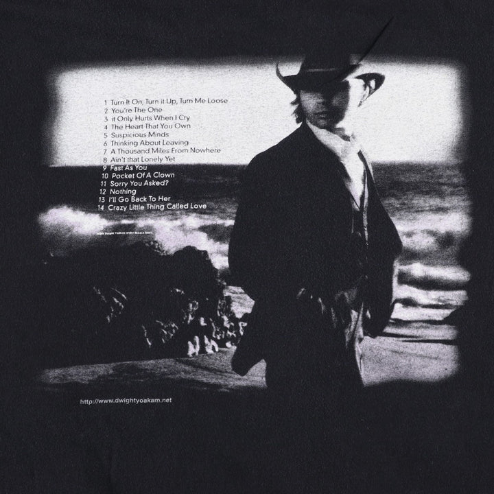 Cygnus DWIGHT YOAKAM Band T-shirt, Men's XXL equivalent. cotton black type Vintage Second Hand