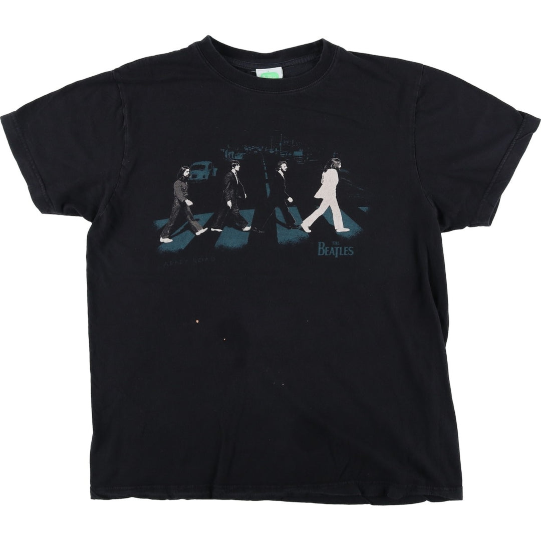 00's THE BEATLES Band T-shirt, Band T, Men's M size cotton black type Vintage Second Hand