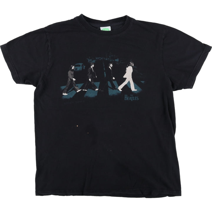 00's THE BEATLES Band T-shirt, Band T, Men's M size cotton black type Vintage Second Hand