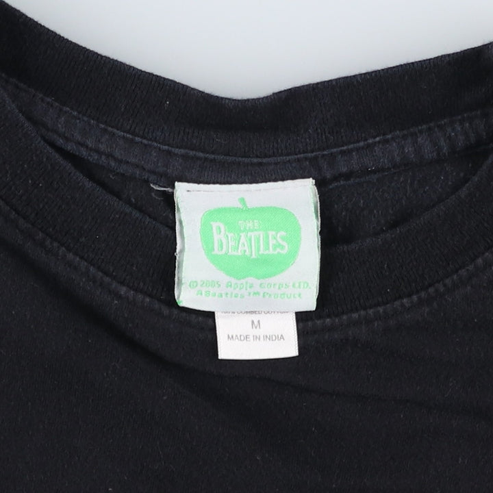 00's THE BEATLES Band T-shirt, Band T, Men's M size cotton black type Vintage Second Hand