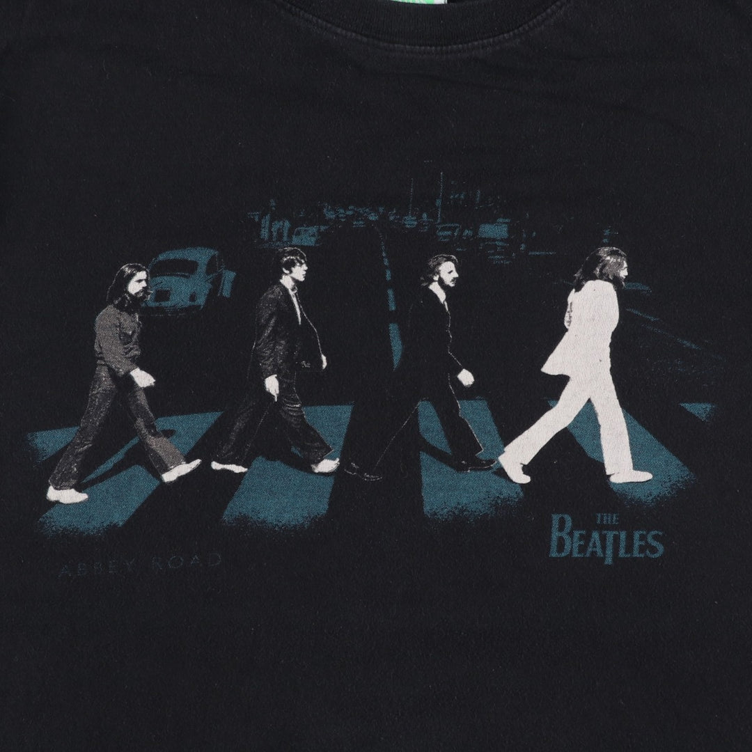 00's THE BEATLES Band T-shirt, Band T, Men's M size cotton black type Vintage Second Hand