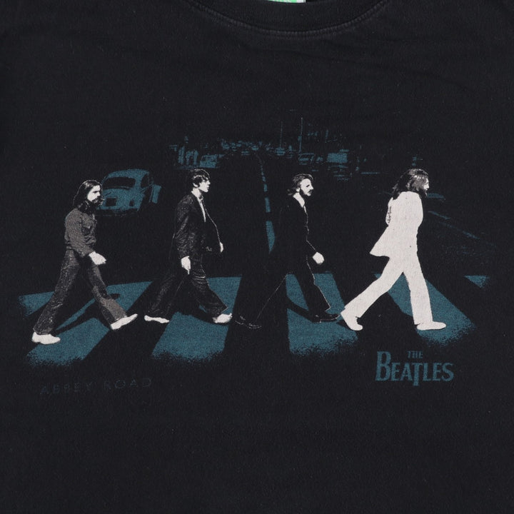 00's THE BEATLES Band T-shirt, Band T, Men's M size cotton black type Vintage Second Hand