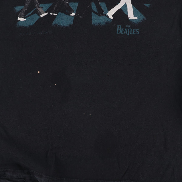 00's THE BEATLES Band T-shirt, Band T, Men's M size cotton black type Vintage Second Hand