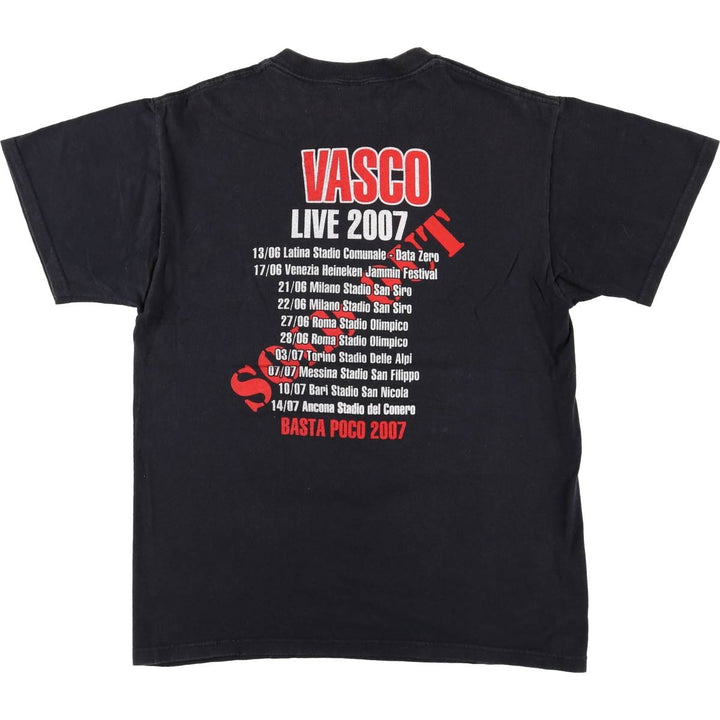 2000'S Fruit of the Loom VASCO ROSSI Fire Pattern Band T-Shirt (Men's Size M) cotton black type Vintage Second Hand
