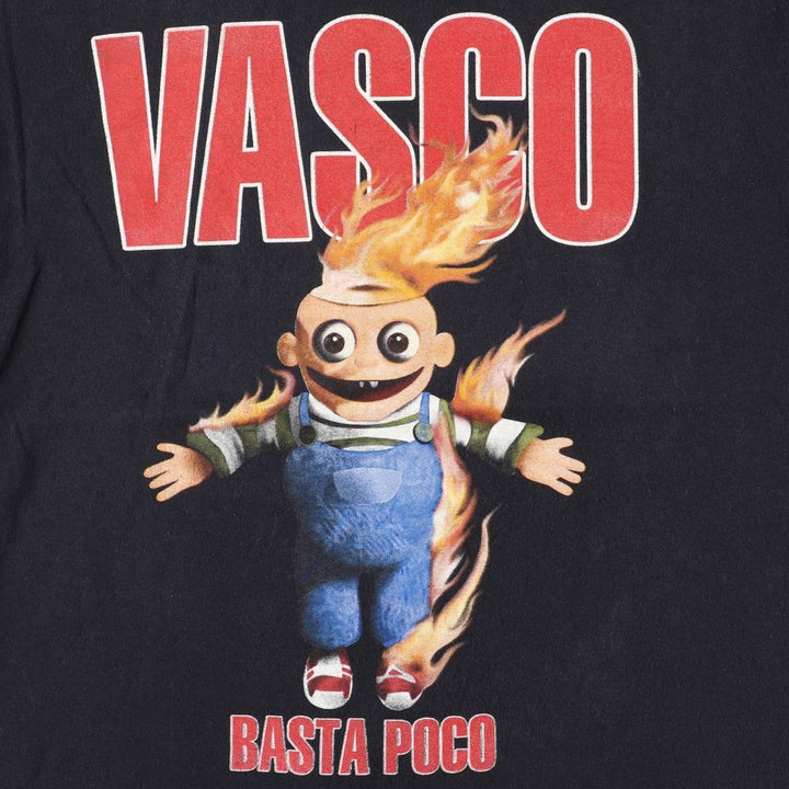 2000'S Fruit of the Loom VASCO ROSSI Fire Pattern Band T-Shirt (Men's Size M) cotton black type Vintage Second Hand