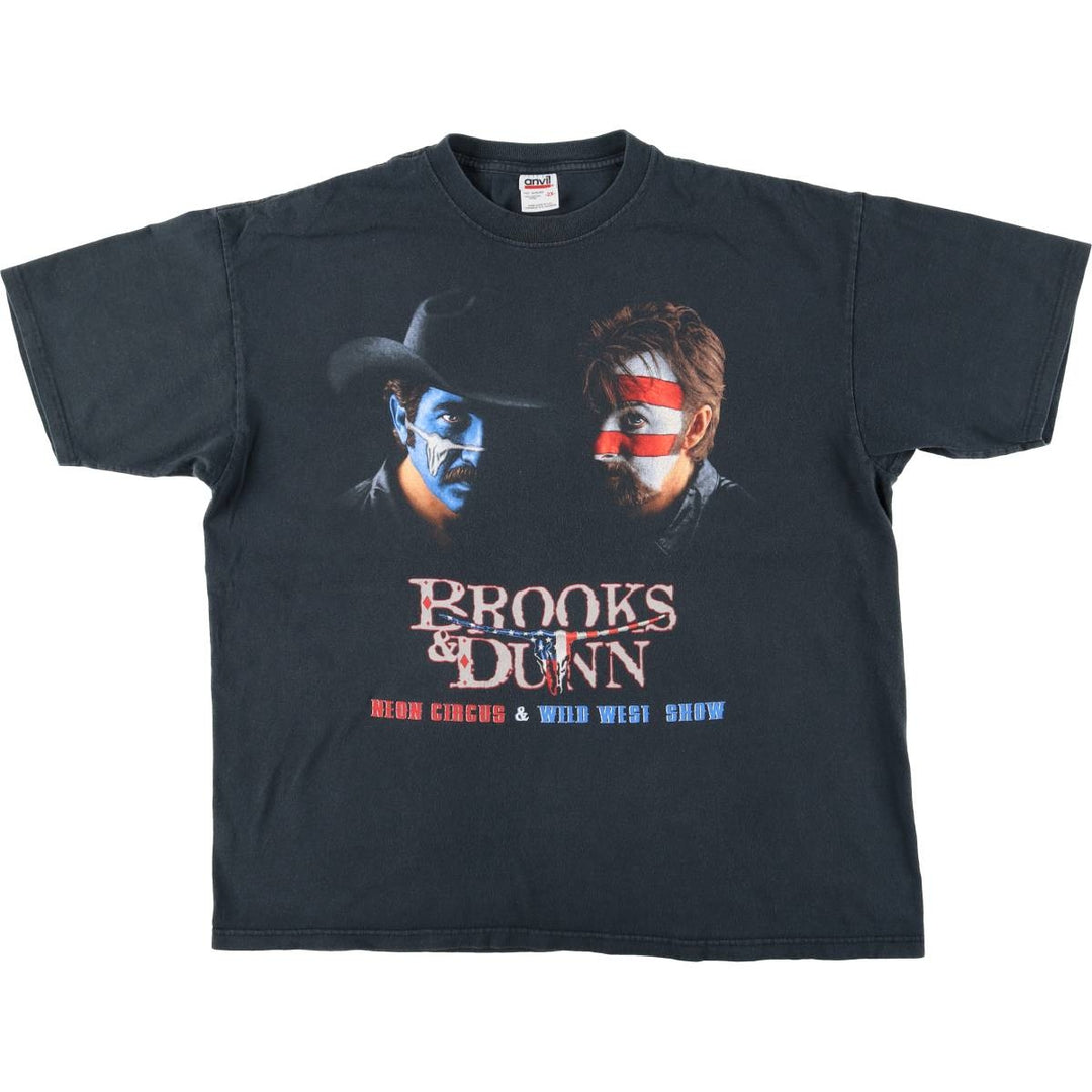 2000'S Anvil BROOKS and DUNN Band T-shirt, Men's XXL equivalent. cotton black type Vintage Second Hand