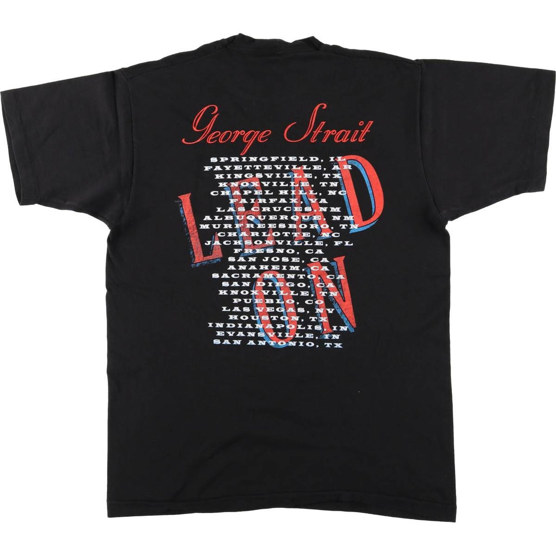 90'S Fruit of the Loom George Strait Band T-Shirt, Made in USA, Men's Size L (approx.), Vintage cotton black type Vintage Second Hand