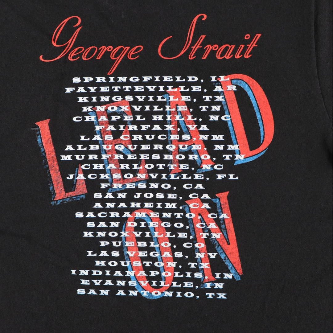 90'S Fruit of the Loom George Strait Band T-Shirt, Made in USA, Men's Size L (approx.), Vintage cotton black type Vintage Second Hand