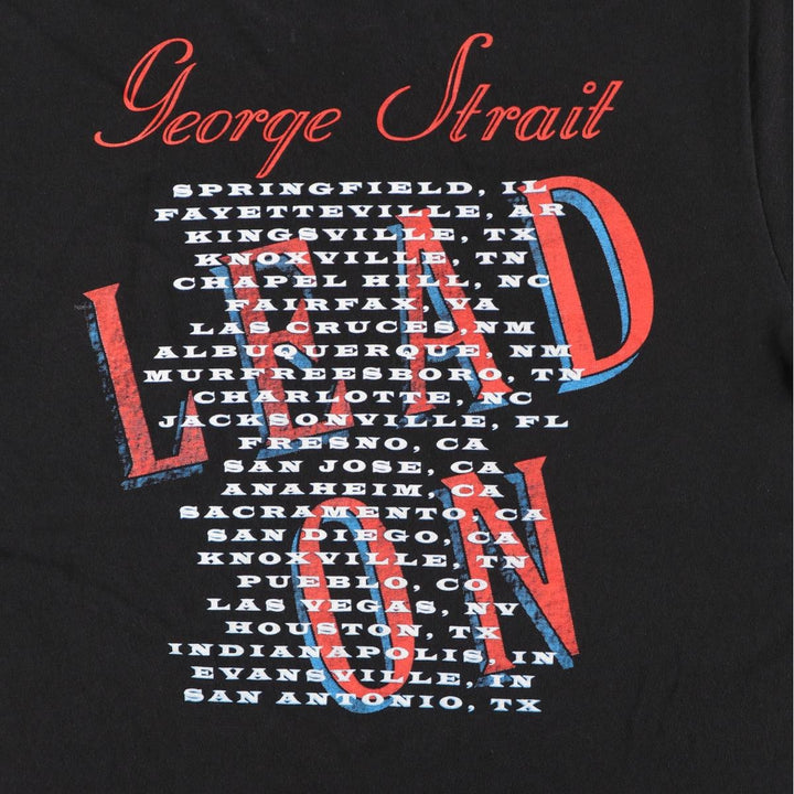 90'S Fruit of the Loom George Strait Band T-Shirt, Made in USA, Men's Size L (approx.), Vintage cotton black type Vintage Second Hand