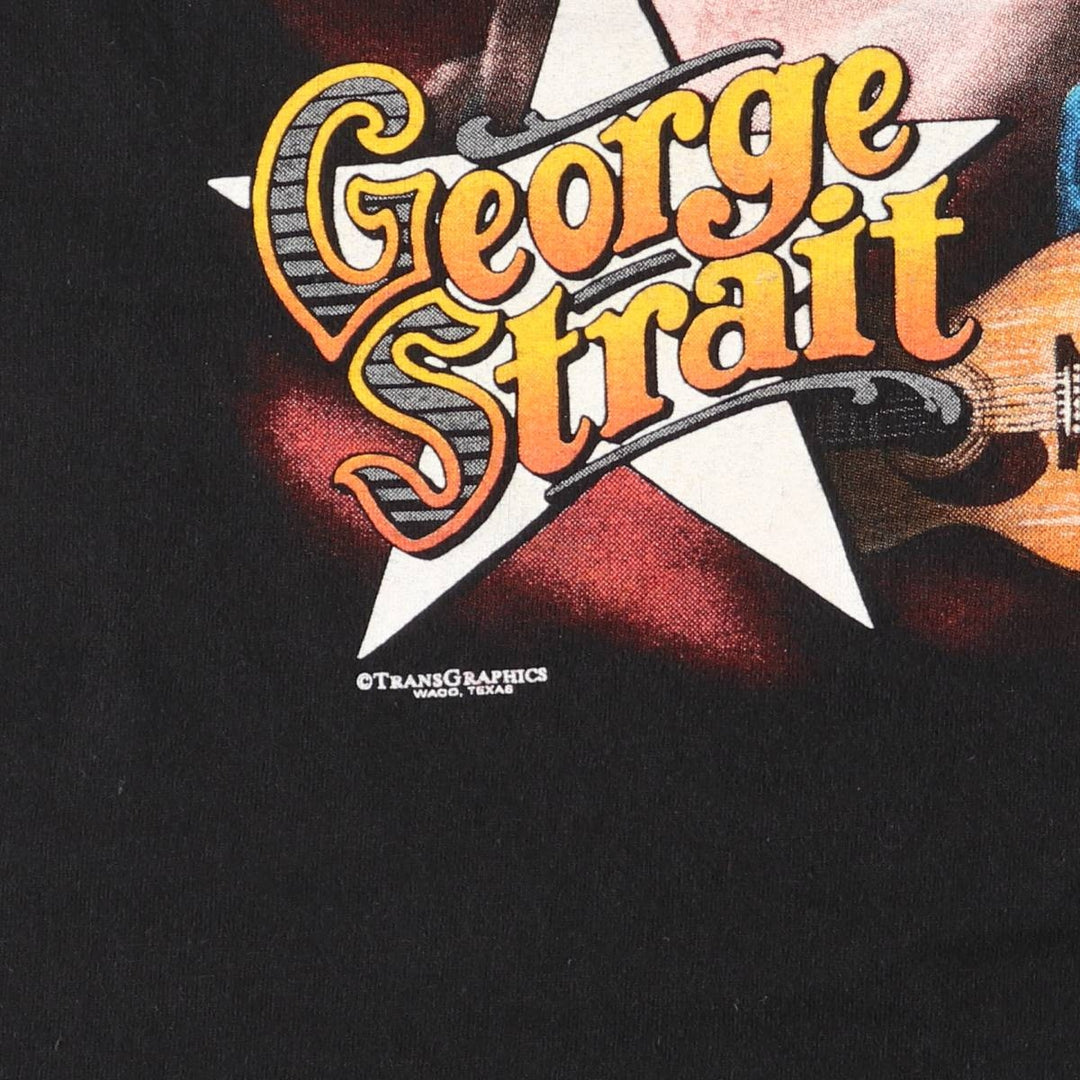 90'S Fruit of the Loom George Strait Band T-Shirt, Made in USA, Men's Size L (approx.), Vintage cotton black type Vintage Second Hand